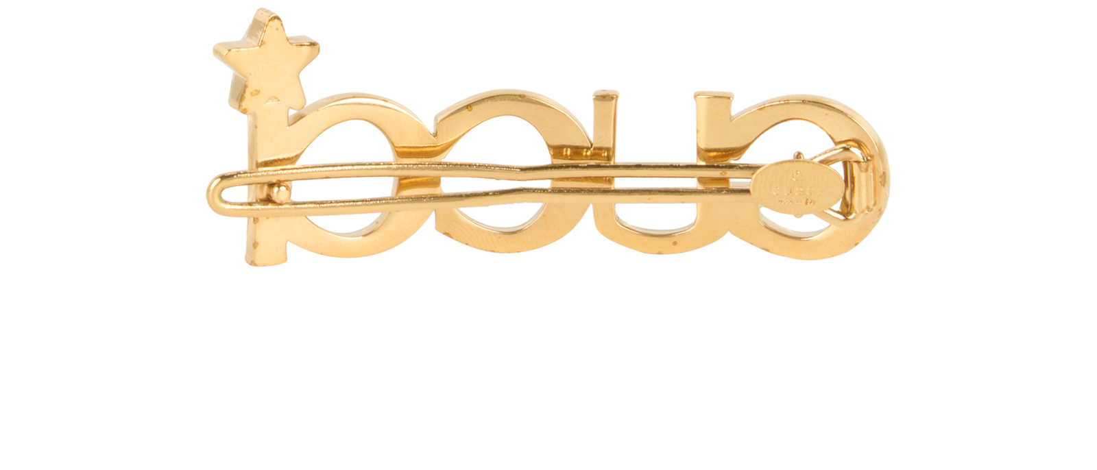 Gucci Embellished Logo Hair Clip, &pound;250, Accessories, Gold, Brass/Crystal, Back view